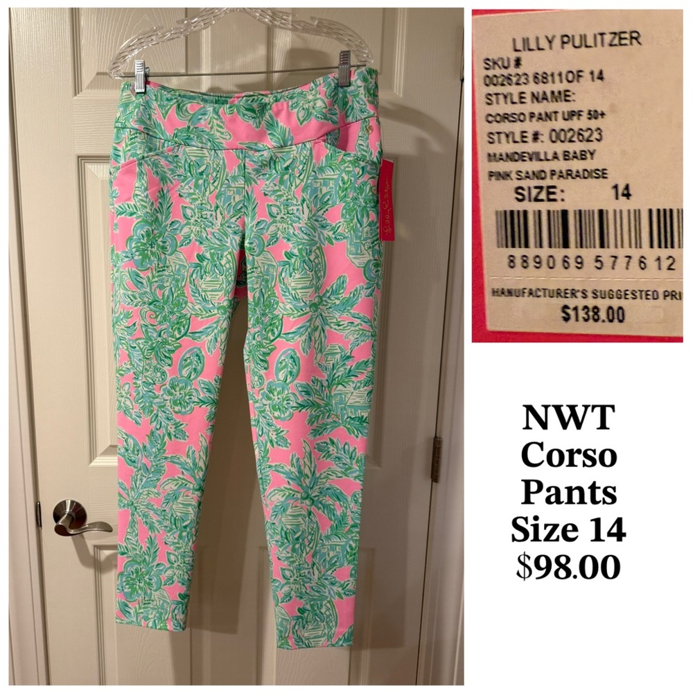 Lilly Pulitzer Pink and Green Floral Pants